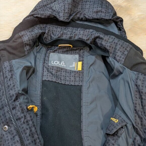 Lole Primaloft Grey Geometric Patterned Long Winter Jacket Women Size Medium - Picture 12 of 13